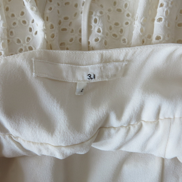 3.1 Phillip Lim Silk Ivory Lace Pleated Ruffle Top - Picture 8 of 8